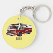 消防車の漫画イラストレーション キーホルダー (裏面)