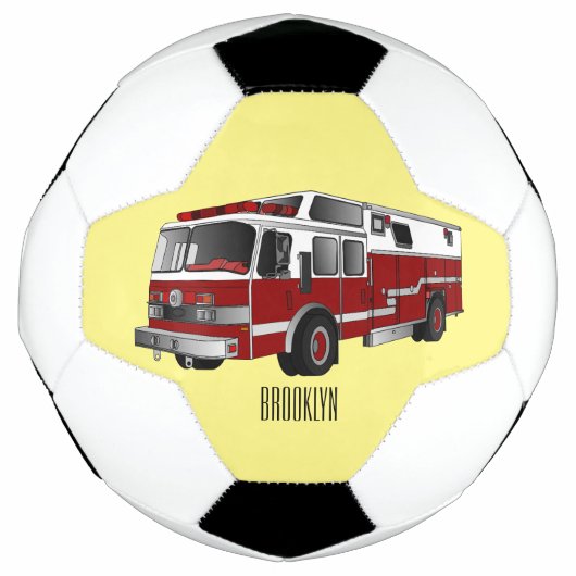 消防車の漫画イラストレーション サッカーボール (正面)