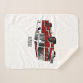 消防車の漫画イラストレーション シェルパブランケット (正面(横))