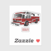消防車の漫画イラストレーション シール (シート)