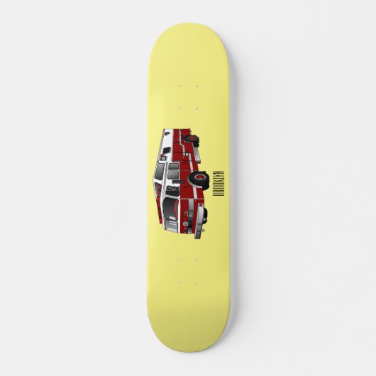 消防車の漫画イラストレーション スケートボード (正面)