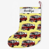 消防車の漫画イラストレーション スモールクリスマスストッキング (裏面)