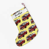 消防車の漫画イラストレーション スモールクリスマスストッキング (裏面 (吊り時))