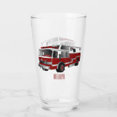 消防車の漫画イラストレーション タンブラーグラス (裏面)