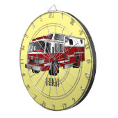 消防車の漫画イラストレーション ダーツボード (正面右)