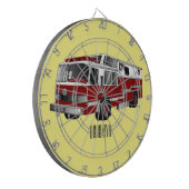 消防車の漫画イラストレーション ダーツボード (正面左)