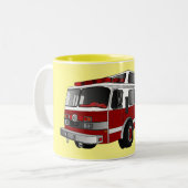 消防車の漫画イラストレーション ツートーンマグカップ (正面左)