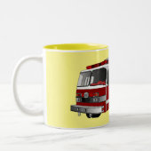 消防車の漫画イラストレーション ツートーンマグカップ (左)