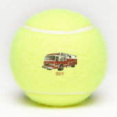 消防車の漫画イラストレーション テニスボール (裏面)