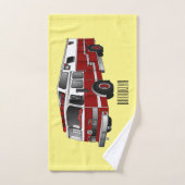 消防車の漫画イラストレーション バスタオルセット (ハンドタオル)