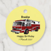 消防車の漫画イラストレーション フェイバータグ (裏面)