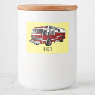 消防車の漫画イラストレーション フードラベル