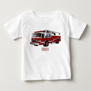 消防車の漫画イラストレーション ベビーTシャツ