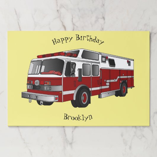 消防車の漫画イラストレーション ペーパーパッド (正面)