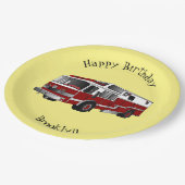 消防車の漫画イラストレーション ペーパープレート (アングル)