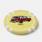 消防車の漫画イラストレーション ポーカーチップ (シングル)
