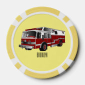 消防車の漫画イラストレーション ポーカーチップ (裏面)