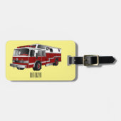 消防車の漫画イラストレーション ラゲッジタグ (正面横)