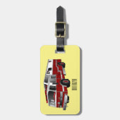 消防車の漫画イラストレーション ラゲッジタグ (正面縦)