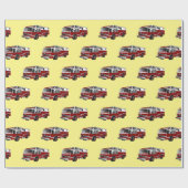 消防車の漫画イラストレーション ラッピングペーパー (フラット)