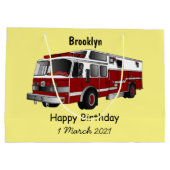 消防車の漫画イラストレーション ラージペーパーバッグ (裏面)