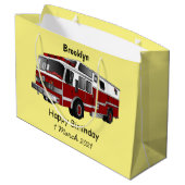消防車の漫画イラストレーション ラージペーパーバッグ (裏面アングル)
