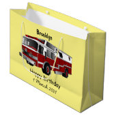 消防車の漫画イラストレーション ラージペーパーバッグ (正面アングル)