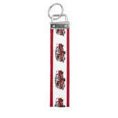 消防車の漫画イラストレーション リストバンドキーホルダー (鍵トップ)