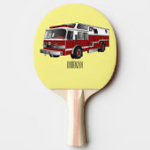 消防車の漫画イラストレーション 卓球ラケット (裏面)