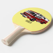 消防車の漫画イラストレーション 卓球ラケット (正面アングル)