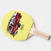 消防車の漫画イラストレーション 卓球ラケット (横)