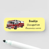 消防車の漫画イラストレーション 名札 (インサイチュ)