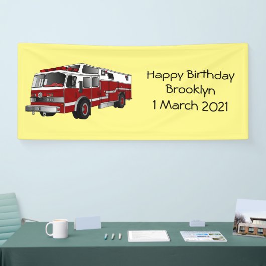 消防車の漫画イラストレーション 横断幕 (トレードショー)