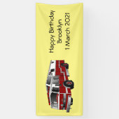 消防車の漫画イラストレーション 横断幕 (縦)