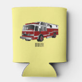 消防車の漫画イラストレーション 缶クーラー (裏面)