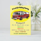 消防車の漫画イラスト 招待状 (スタンド正面)