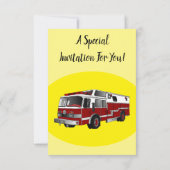 消防車の漫画イラスト 招待状 (裏面)