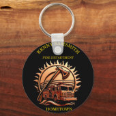 消防車の燃えるような勇敢な複雑な英雄的デザイン キーホルダー (裏面)