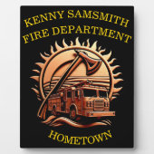 消防車の燃えるような勇敢な複雑な英雄的デザイン フォトプラーク (正面)