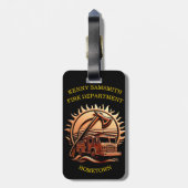 消防車の燃えるような勇敢な複雑な英雄的デザイン ラゲッジタグ (裏面縦)