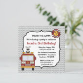 消防車の犬の誕生日パーティーの招待状 招待状 (スタンド正面)