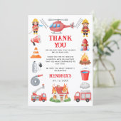 消防車の男の子が生まれて1年！かわいい消防士 サンキューカード (スタンド正面)