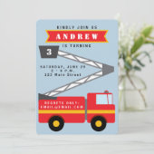 消防車の男の子の誕生日招待状 招待状 (スタンド正面)