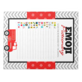 消防車の絵文字の赤ちゃんシャワーゲームパック ノートパッド (正面)