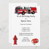 消防車の誕生会の招待 招待状 (正面/裏面)