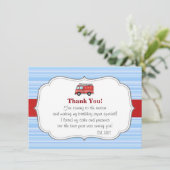 消防車の誕生日お礼カード サンキューカード (スタンド正面)