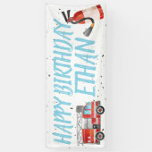 消防車の誕生日パーティバナー – 消防士テーマ 横断幕 (縦)