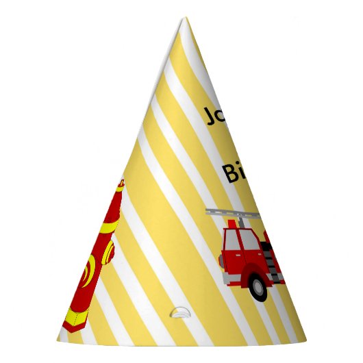 消防車の誕生日パーティパーソナライズされたー パーティーハット (左)