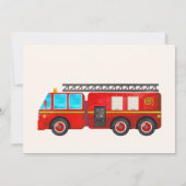 消防車の誕生日パーティーの写真サンキューカード サンキューカード (裏面)