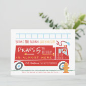 消防車の誕生日パーティーの招待状 招待状 (スタンド正面)